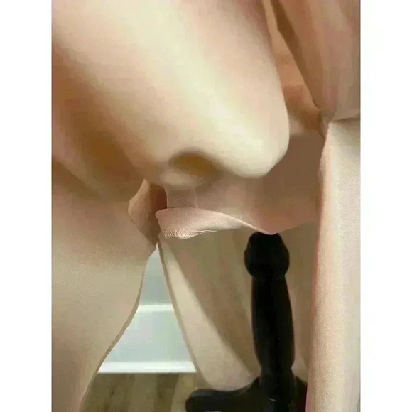 Show Me Your MuMu Hacienda Maxi Dress Off Shoulder Nude Chiffon Lined Size L - Picture 8 of 16